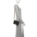 Caviar Quilted Mini Twist Your Buttons Flap Black