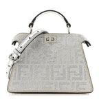 Crystal Vitello Laminato FF Petite Peekaboo I SEE U Satchel Crystal Argento