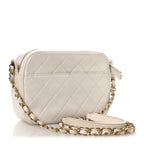 Calfskin Quilted Enchained Camera Case Bag White