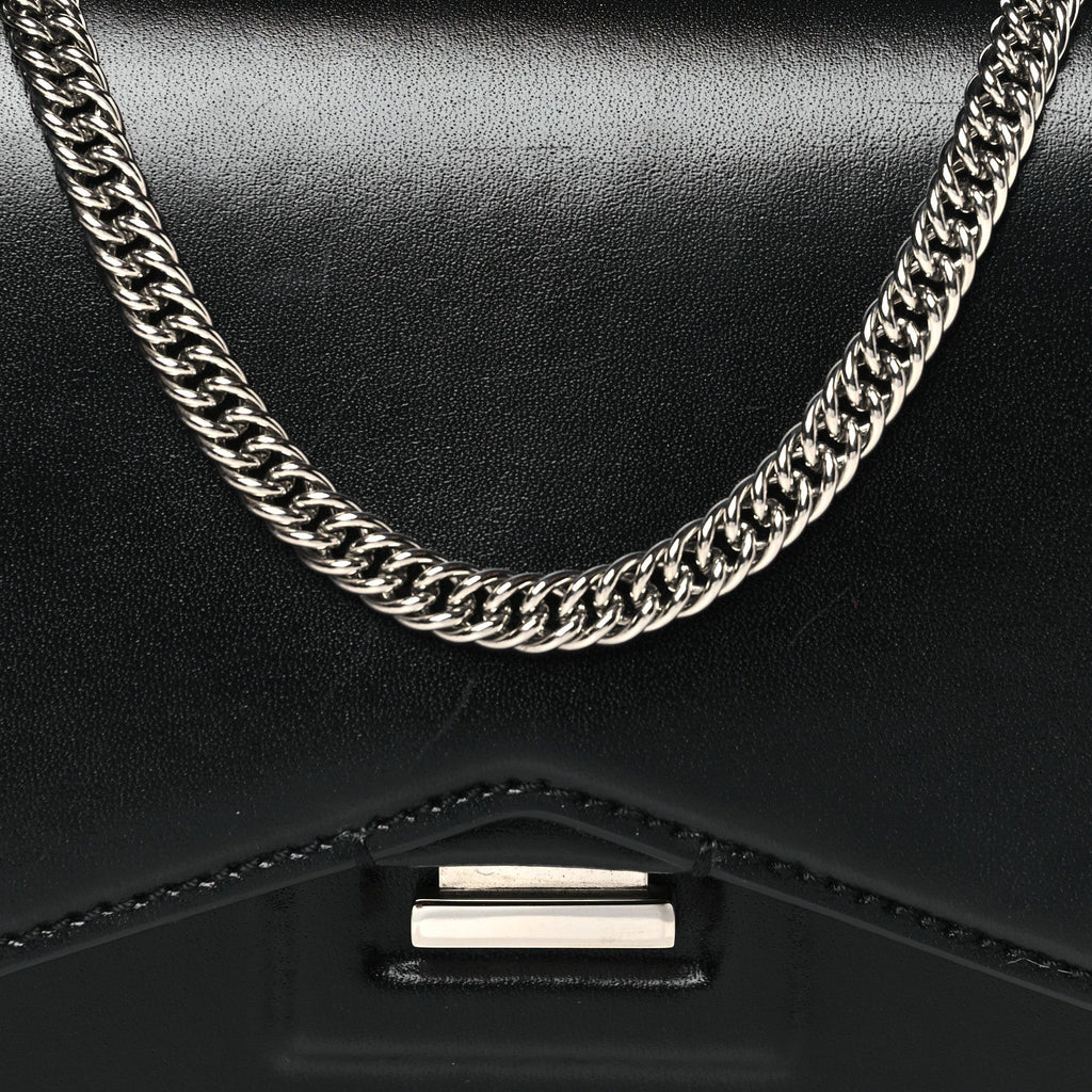 Calfskin Bow Cut Chain Wallet Black