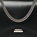 Calfskin Bow Cut Chain Wallet Black