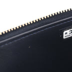 Denim Quilted Vanity Case With Chain Dark Blue