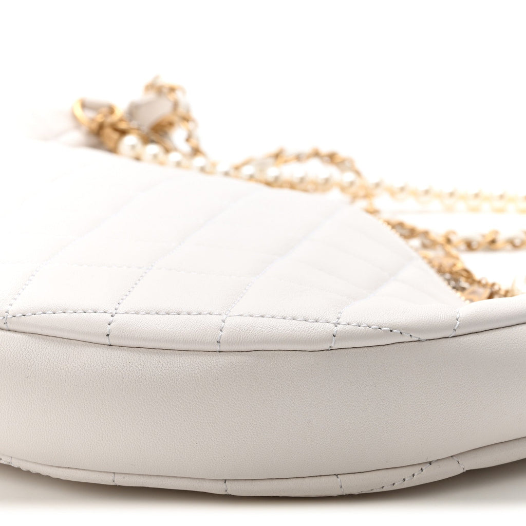 Lambskin Quilted All About Chains Hobo White