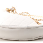 Lambskin Quilted All About Chains Hobo White