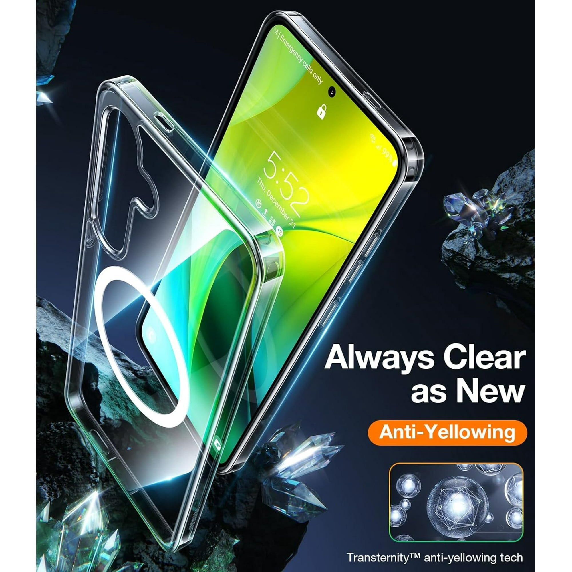 Entronix [Magnetic] Case Compatible with Galaxy S25 FE - [Hard Back] Slim Clear
