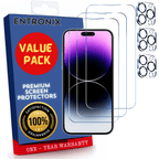 Entronix Clear Screen Protector & Camera Lens Protector Compatible with iPhone 15 Pro Max - 6-Piece Combo