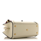 Textured Dollar Calfskin Web Mini Diana Tote Bag Mystic White