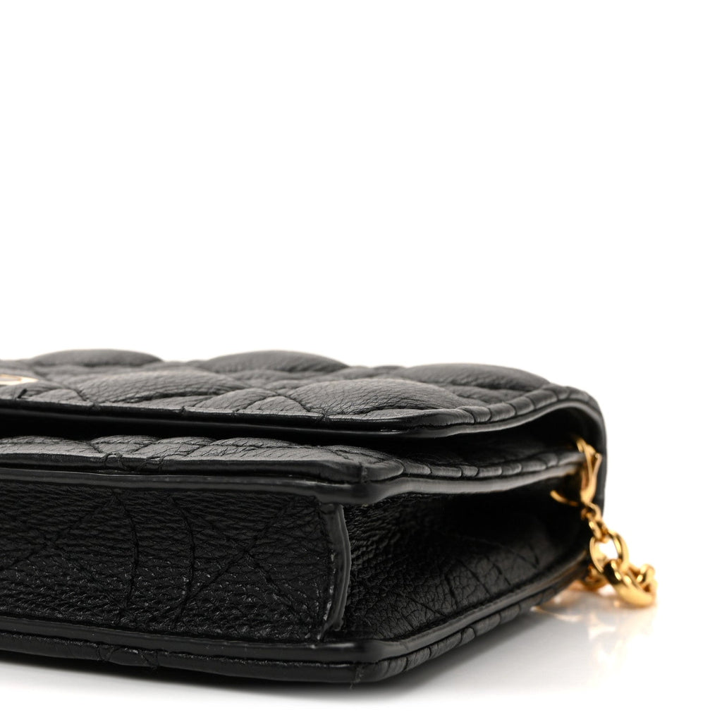 Supple Calfskin Caro Pouch with Chain Black