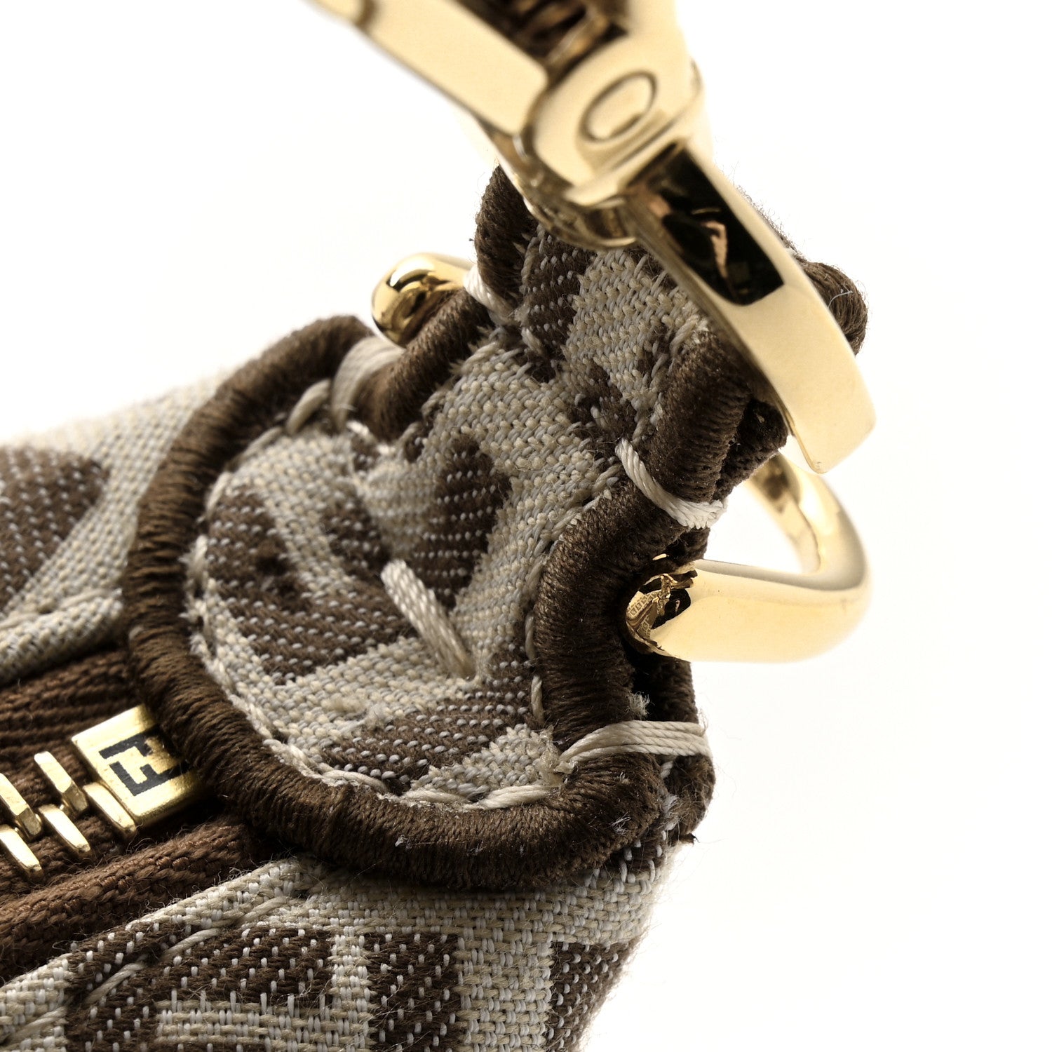 Fabric Jacquard FF 1974 Nano Fendigraphy Hobo Charm Beige