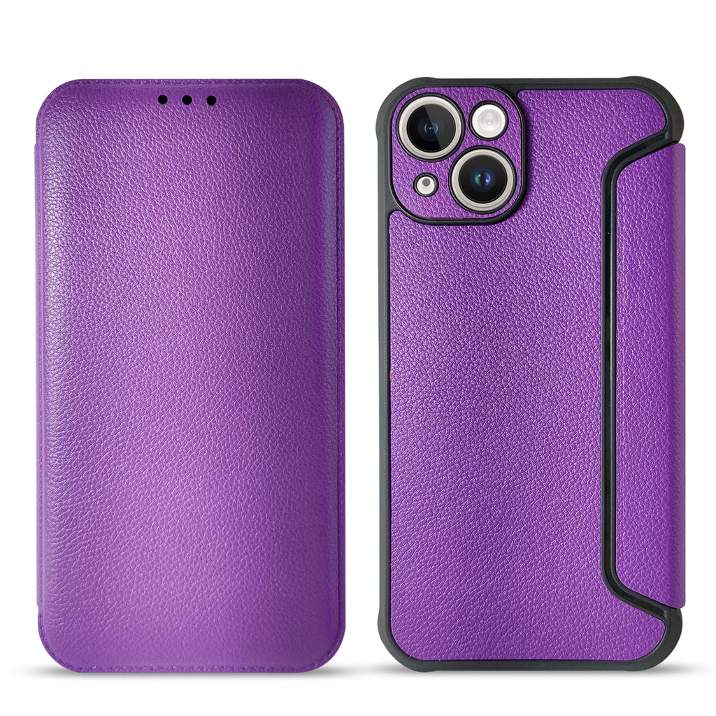Magnetic Wallet Leather Phone Case For Apple Iphone 14 In Purple