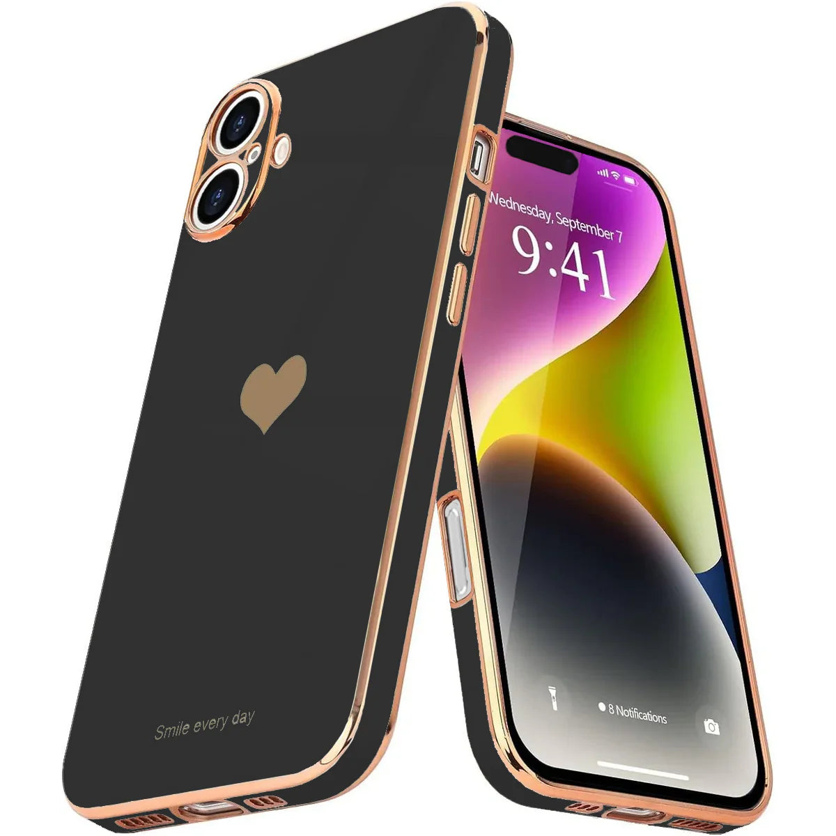 Entronix Case Compatible with iPhone 16 - [Flexible] Luxury Glossy Heart