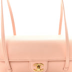 Shiny Caviar Preppy Coco Small Bowling Bag Light Pink