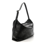 Shiny Lambskin Quilted Maxi Hobo Black