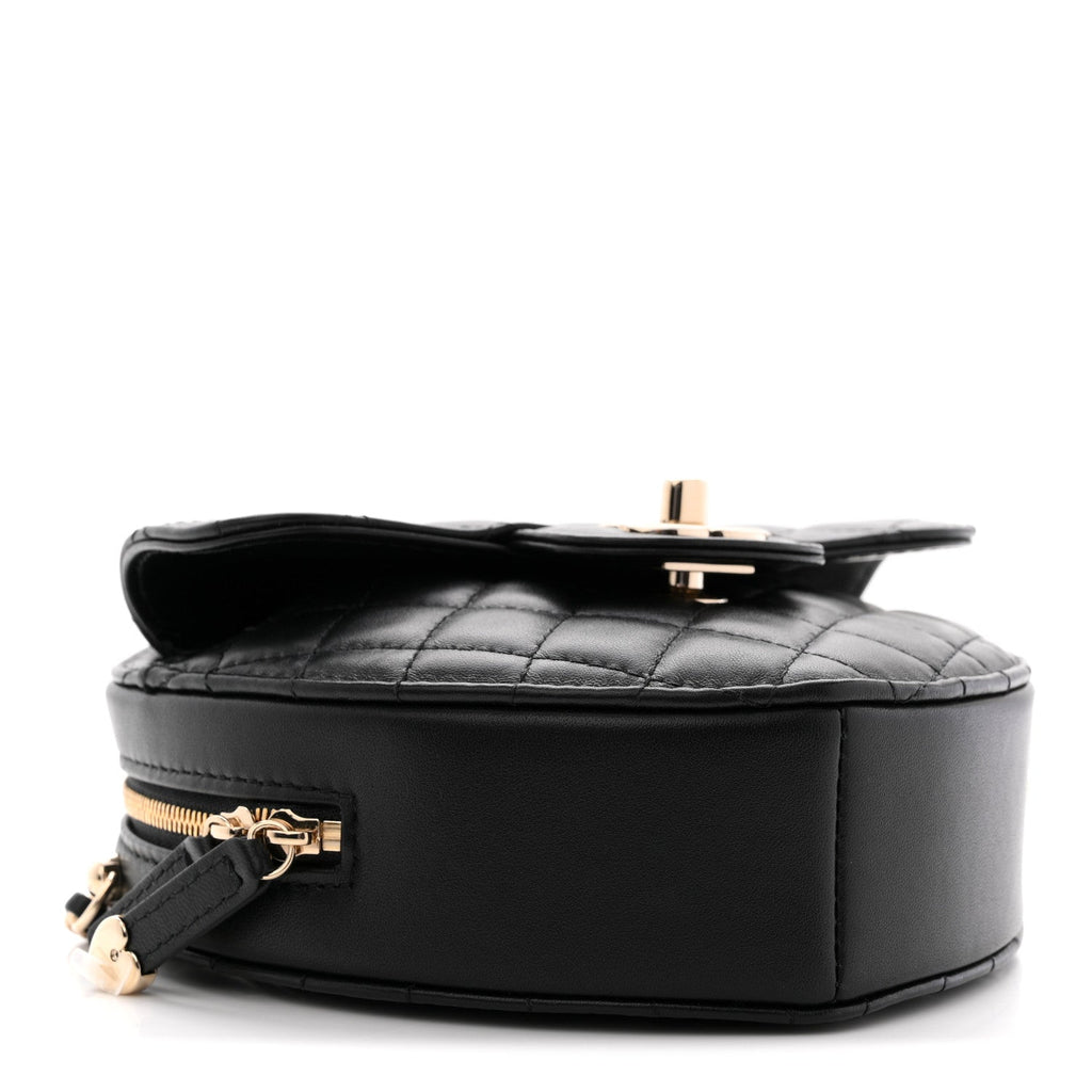 Lambskin Quilted CC In Love Heart Bag Black