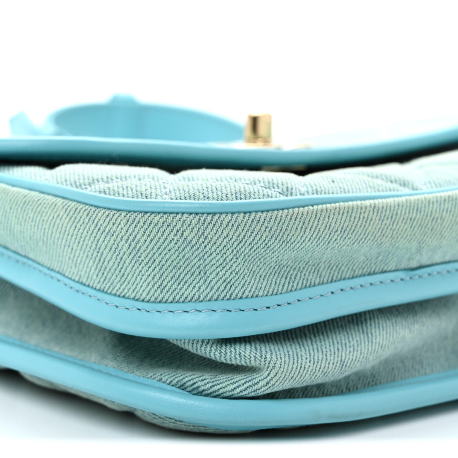 Denim Quilted Small Messenger Flap Neon Blue
