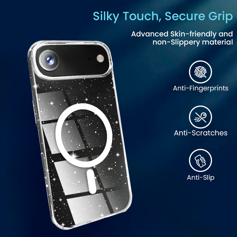 Entronix Bundle Compatible with iPhone 17 Air - [Magnetic] Glitter Clear Case & 1 Clear Screen Protector