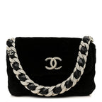 Shearling Lambskin Crystal Strass Flap Black