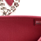 Lambskin Quilted Boy Wallet On Chain WOC Dark Fuchsia