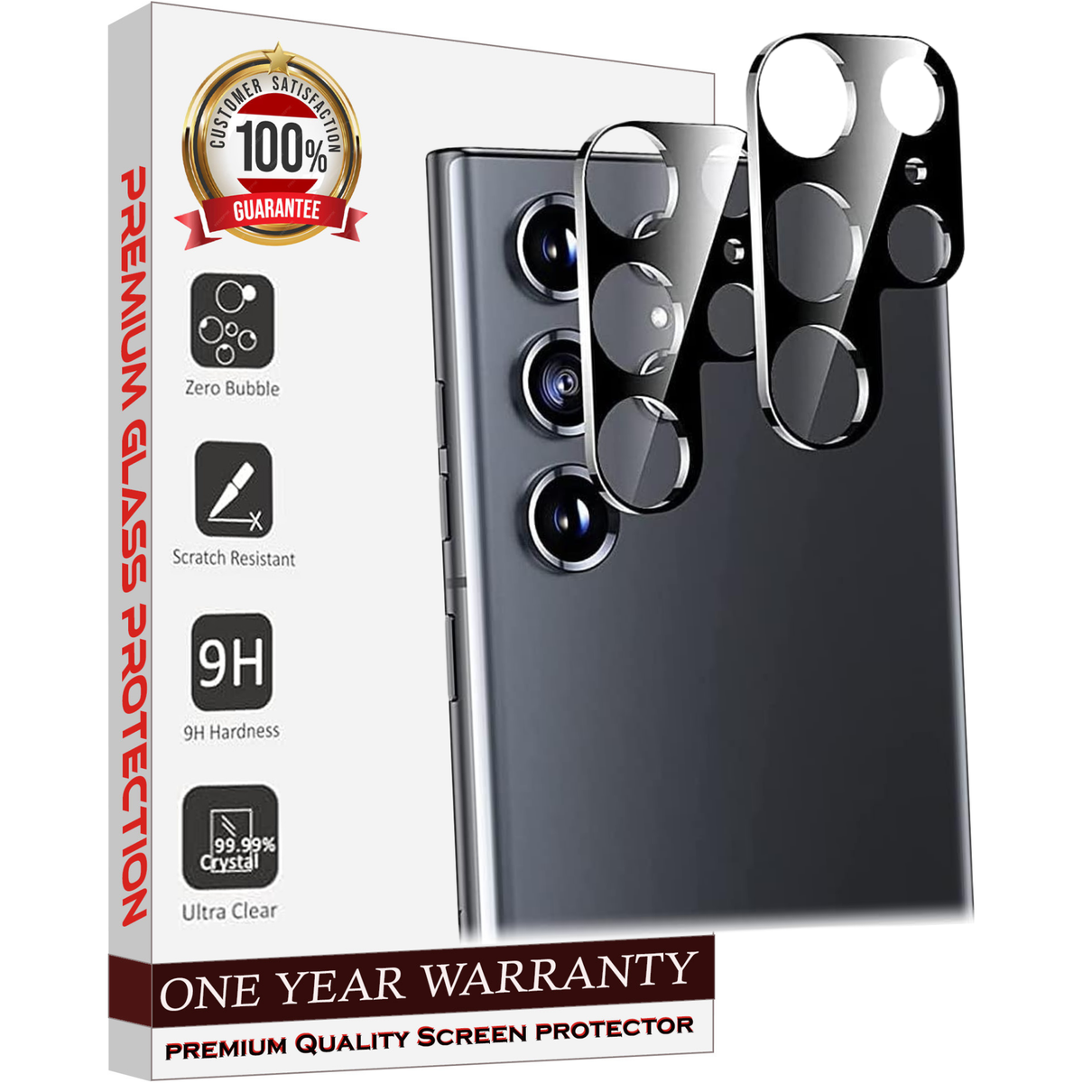 Entronix Clear Camera Lens Protector Compatible with Galaxy S21 Ultra - 2-Piece Combo