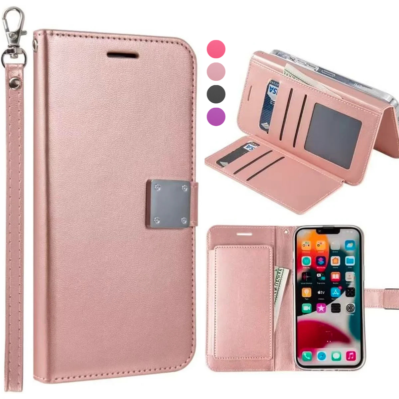 Entronix Case Compatible with iPhone 17 Pro - Foldable Leather Wallet, Card Holder & Lanyard