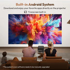 4K Native 1080P Auto Focus WiFi 6 Projector, 18000 Lumens Android Home Theater Cinema