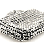 Mesh Crystal Rhinestone Nano Heiress Shoulder Bag Black Silver