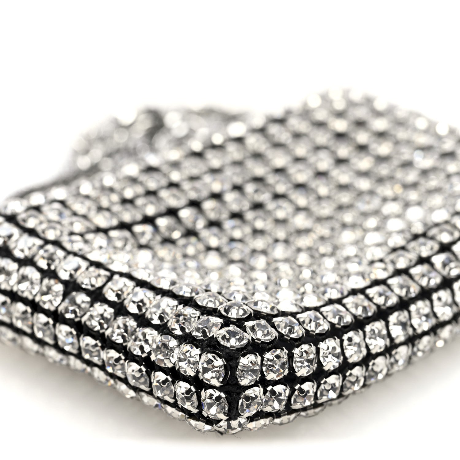 Mesh Crystal Rhinestone Nano Heiress Shoulder Bag Black Silver