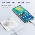 Entronix Type-C to Type-C Charger Cable, 3-Pack [6FT] USB-C Cable Compatible with Android