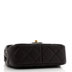 Lambskin Wenge Quilted Mini Fashion Wood Square Flap Dark Purple