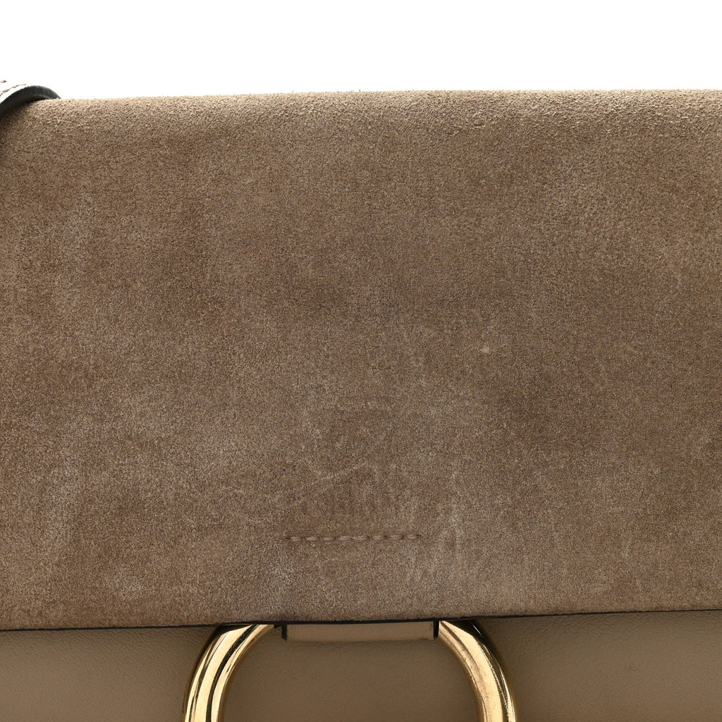 Suede Calfskin Small Faye Shoulder Bag Motty Grey