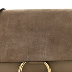 Suede Calfskin Small Faye Shoulder Bag Motty Grey