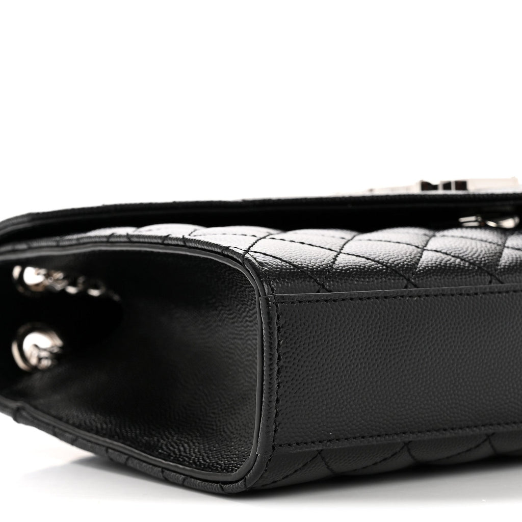 Grain De Poudre Textured Mixed Matelasse Triquilt Medium Monogram Satchel Black