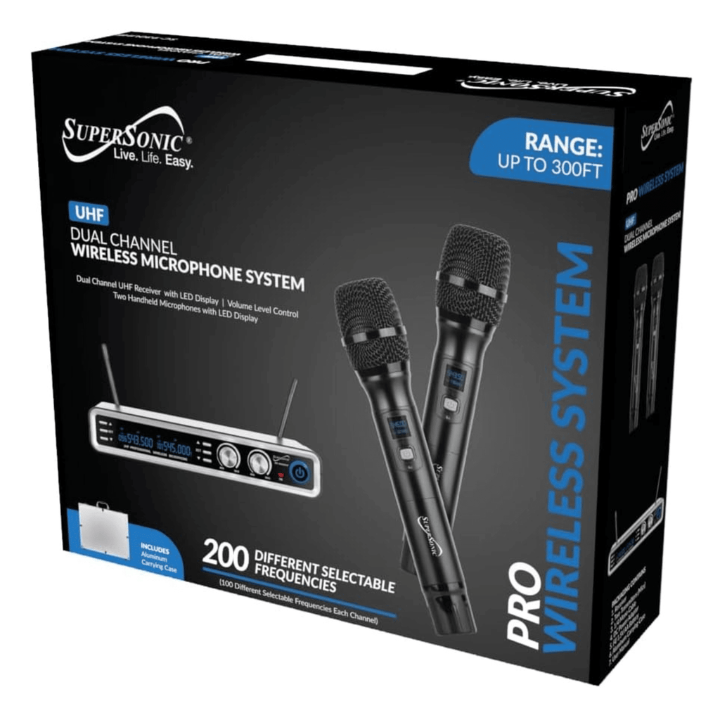 UHF Dual Channel Selectable Frequencies Professional Wireless Microphone