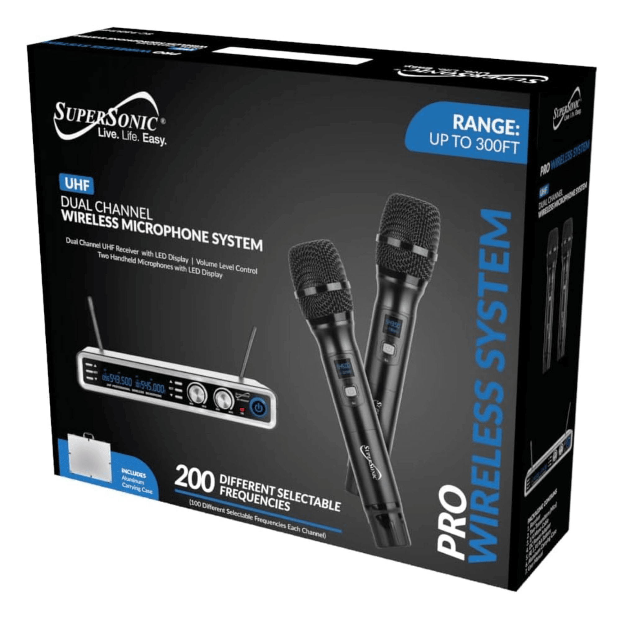UHF Dual Channel Selectable Frequencies Professional Wireless Microphone