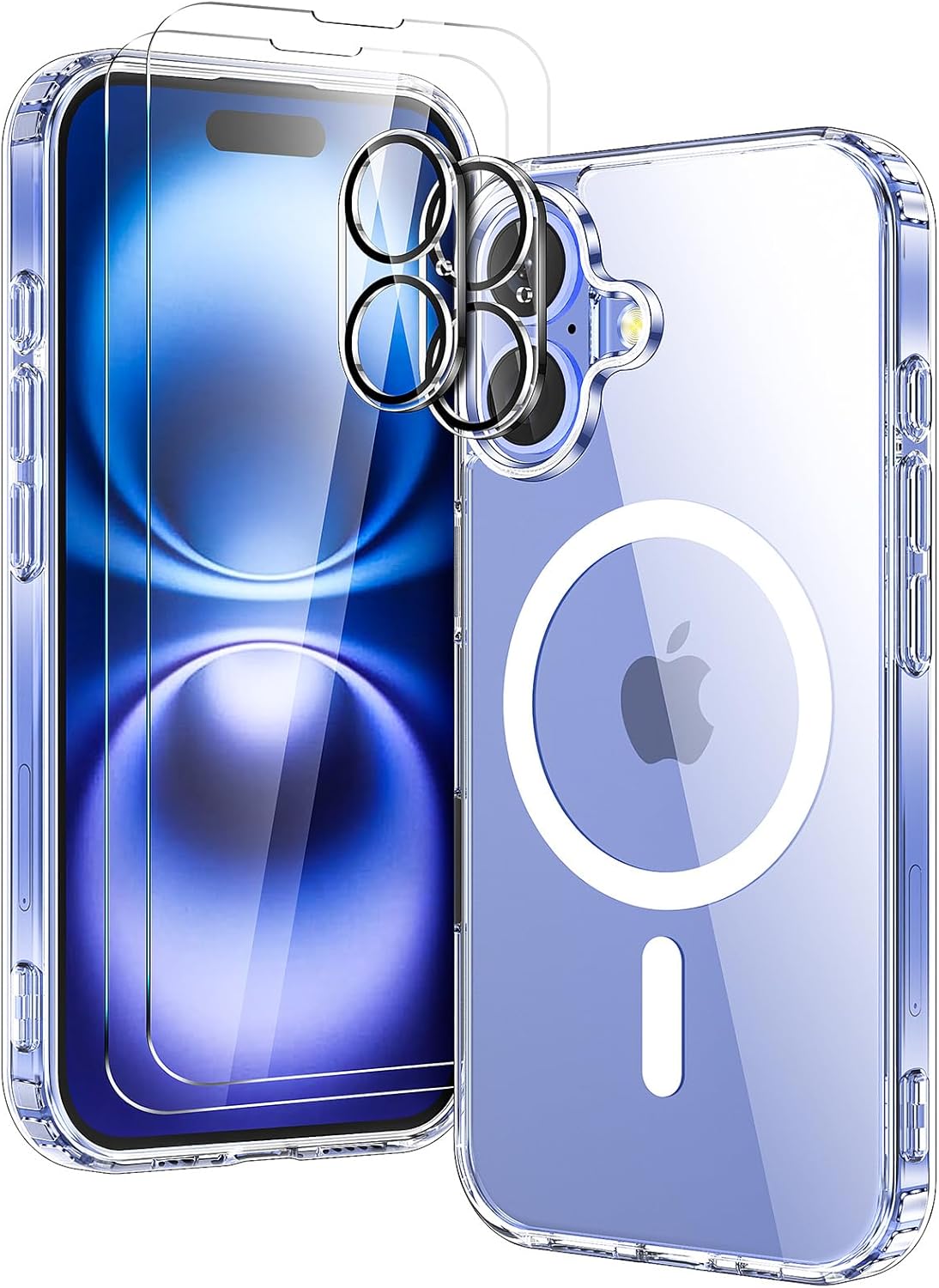Entronix Bundle Compatible with iPhone 16 Plus - [Magnetic] Clear Case, 2 Clear Screen Protectors & 2 Camera Lens Protectors