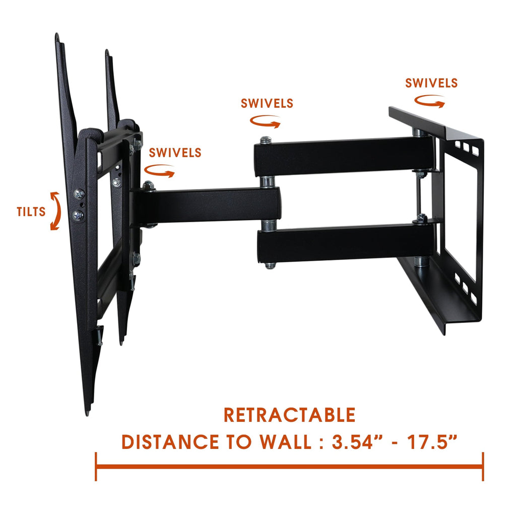 Full Motion Wall Mount with Bubble Level for 26 - 55 Inch LCD, LED, and Plasma Screens