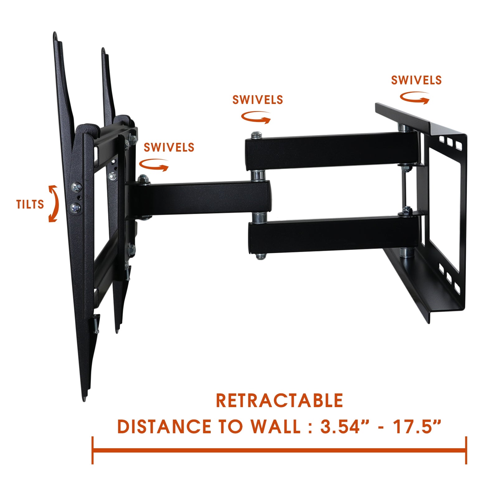 Full Motion Wall Mount with Bubble Level for 26 - 55 Inch LCD, LED, and Plasma Screens