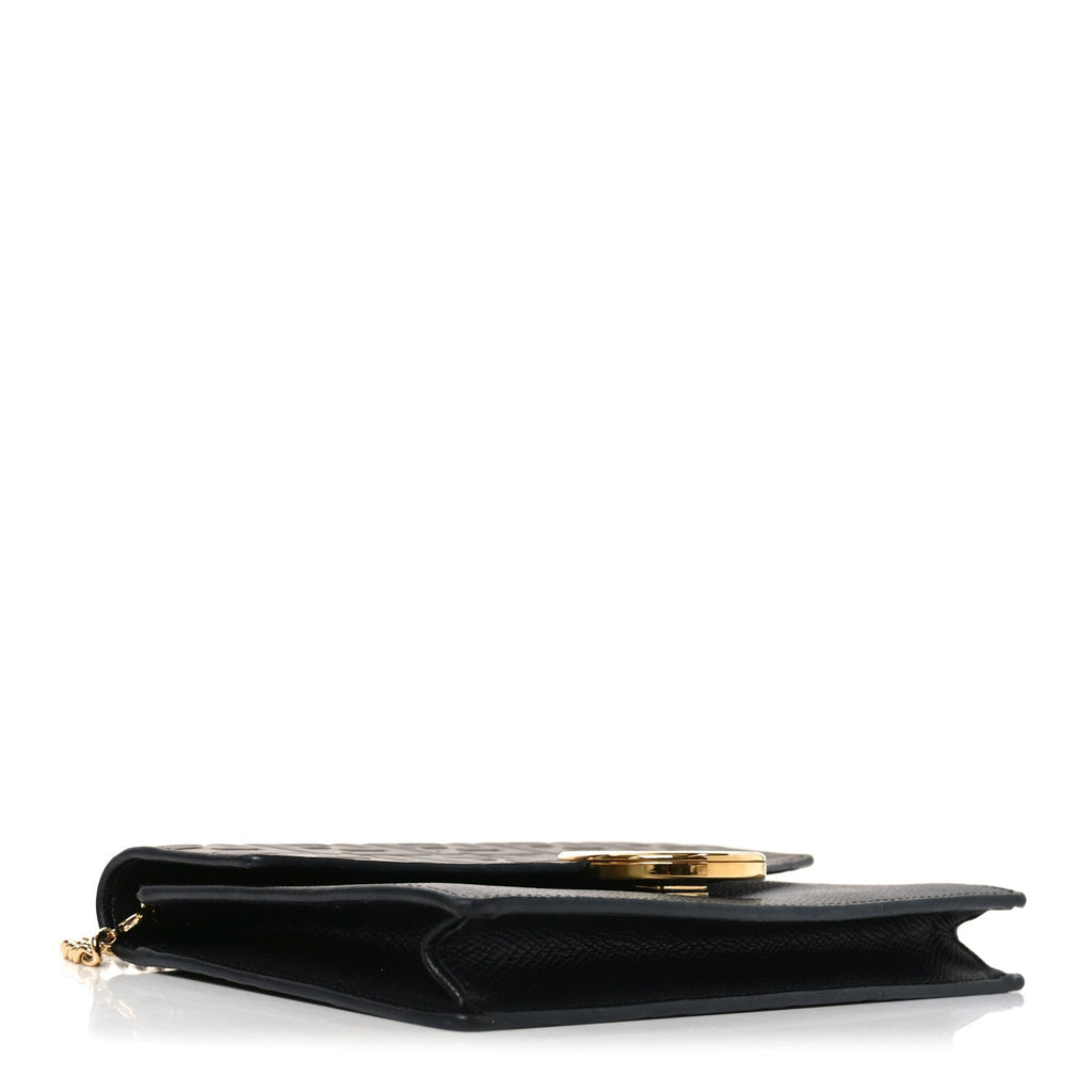 Vitello Cruise F is Fendi Bi-Color FF 1974 Embossed Medium Envelope Wallet On Chain Black Maya