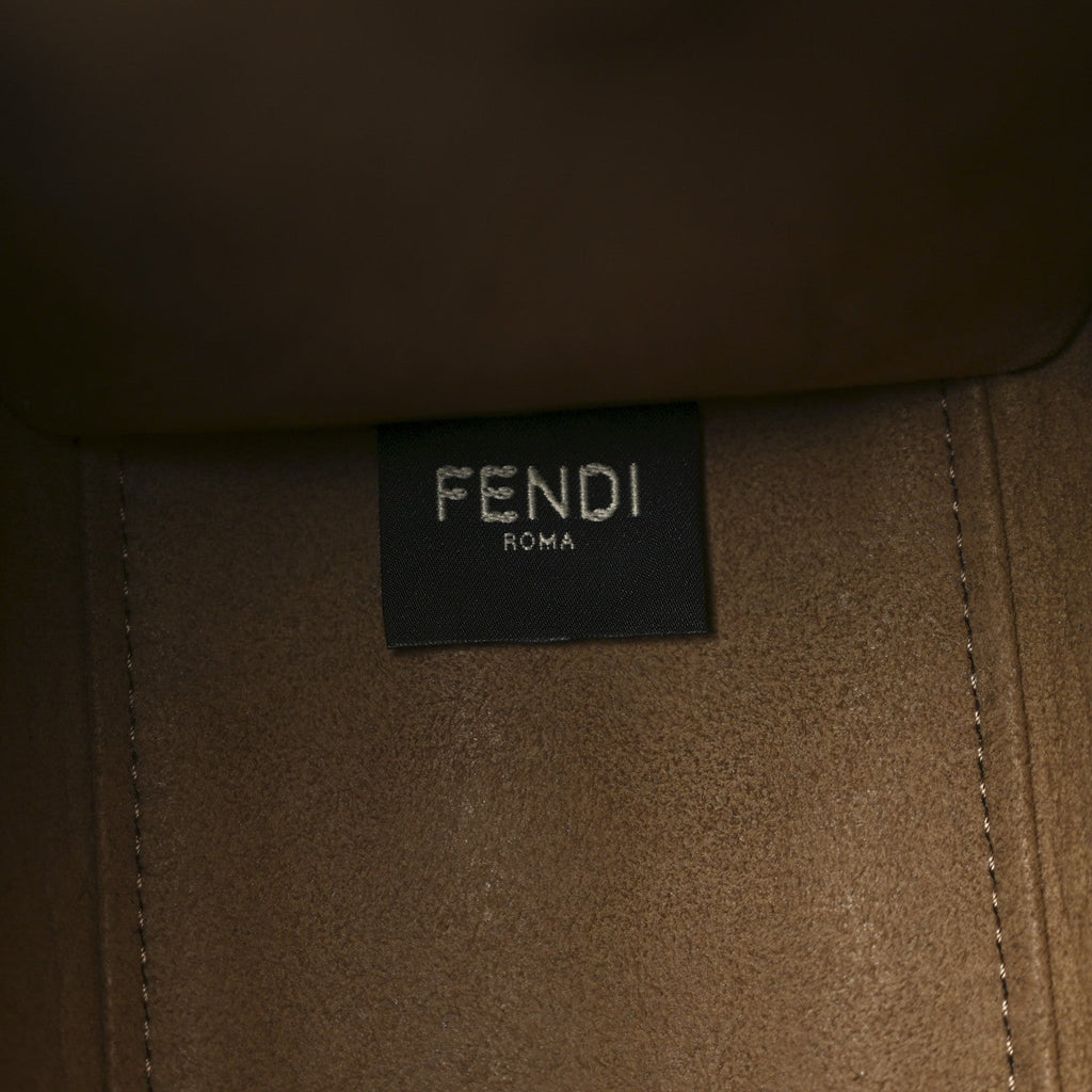 Fabric Jacquard FF 1974 Logo Small Fendi Sunshine Shopper Tote Tobacco Moro Sand