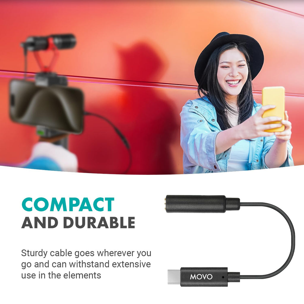 Movo F 3.5mm TRRS Mic to USB-C Connector Dongle