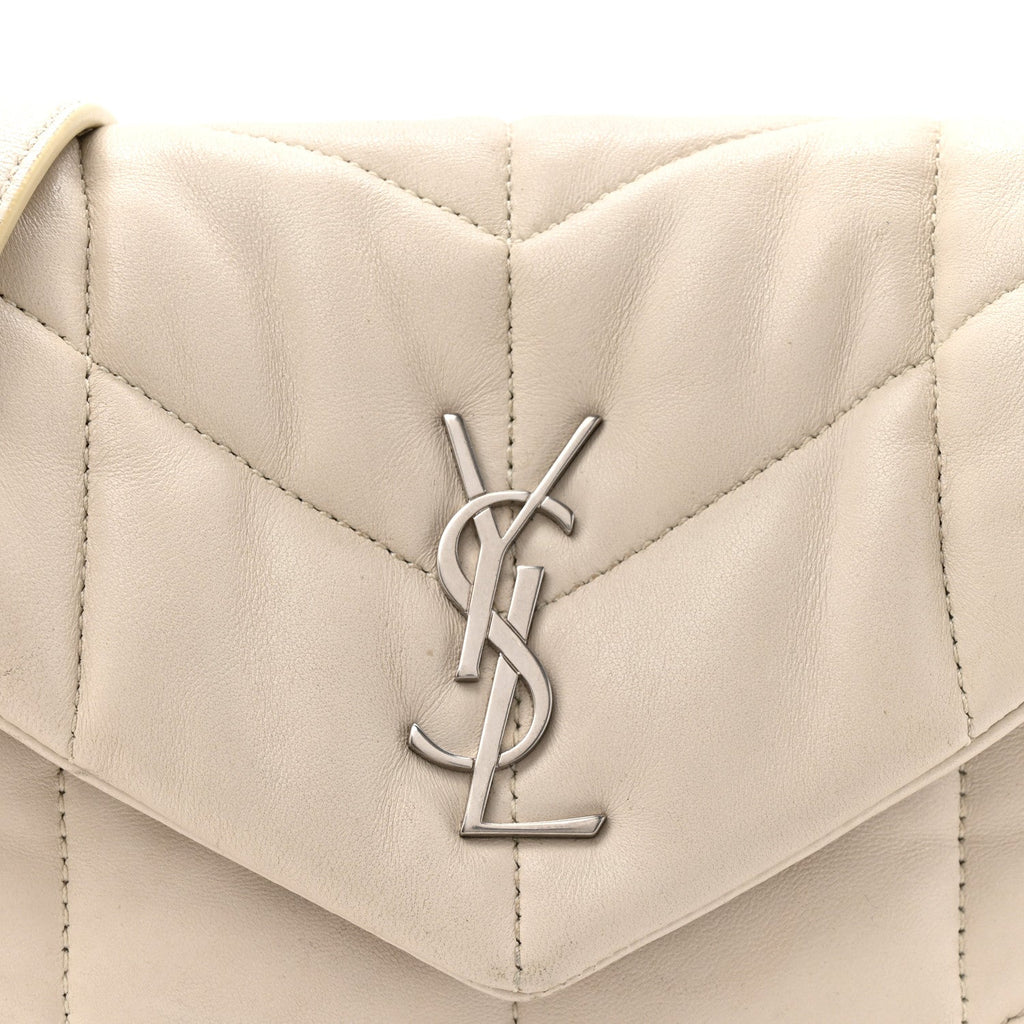Lambskin Quilted Toy Loulou Puffer Monogram Chain Satchel Crema Soft