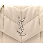 Lambskin Quilted Toy Loulou Puffer Monogram Chain Satchel Crema Soft