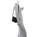 Lambskin Quilted Monogram June Box Bag  Black