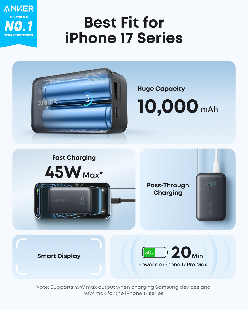 Anker Nano Power Bank (10K, 45W, Built-In Retractable USB-C Cable) | Customizable