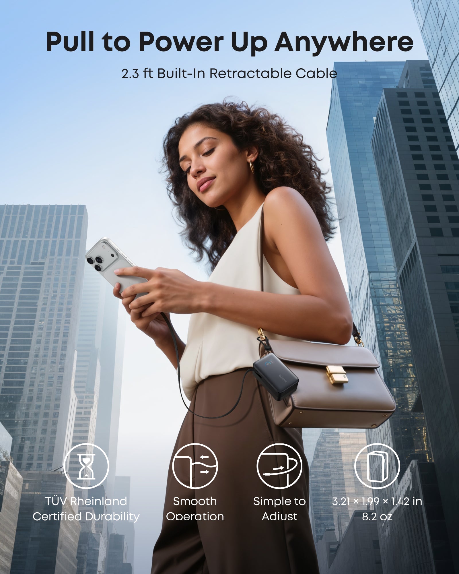 Anker Nano Power Bank (10K, 45W, Built-In Retractable USB-C Cable) | Customizable