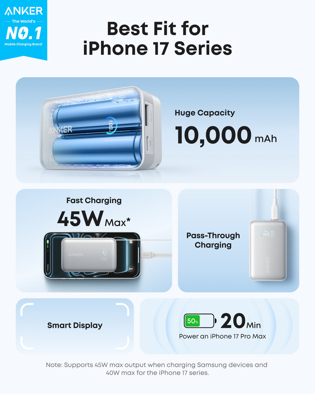 Anker Nano Power Bank (10K, 45W, Built-In Retractable USB-C Cable) | Customizable