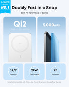 Anker Nano Power Bank (5K, MagGo, Slim, 2-Pack)