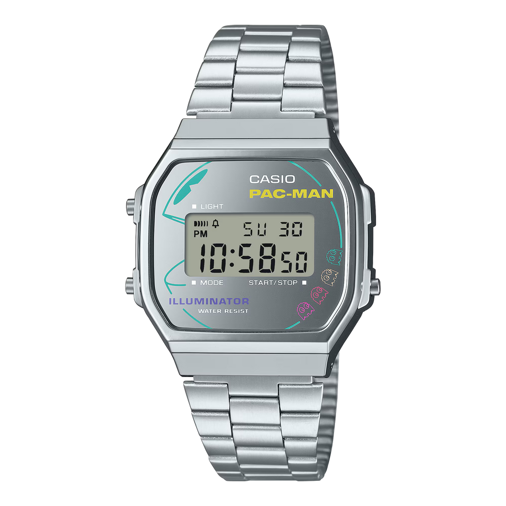 Casio Unisex Digital Watch 36mm Vintage PAC-MAN Silver