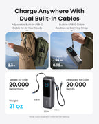 Anker Laptop Power Bank (25K, 165W, Built-In and Retractable Cables) and Anker USB-C to USB-C Cable (6 ft, 240W, Upcycled-Braided)