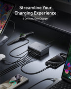 Anker Prime Charger (200W, 6 Ports, GaN) and USB-C to USB-C 100W Cable (10 ft)